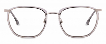 Drew optical frame in the colour Crystal Grey displayed in front angle view.