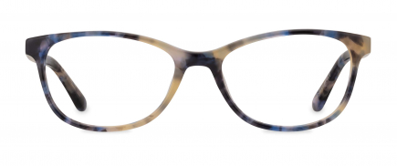 Evie optical frame in the colour Blueberry Tortoise displayed in front view.
