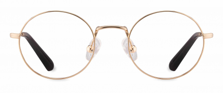 Haskell optical frame in the colour Gold displayed in front angle view.