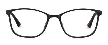 Monture optique Leigh en Large en Noir satiné vue de face.