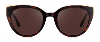 Amelia sunglasses frame in the colour Butterscotch Tortoise displayed in front view.