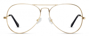 Deus optical frame in the colour Gold displayed in front angle view.