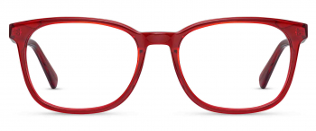 Julie optical frame in the colour Cherry displayed in front angle view.