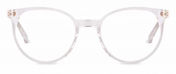 Odette optical frame in the colour Clear Crystal displayed in front angle view.