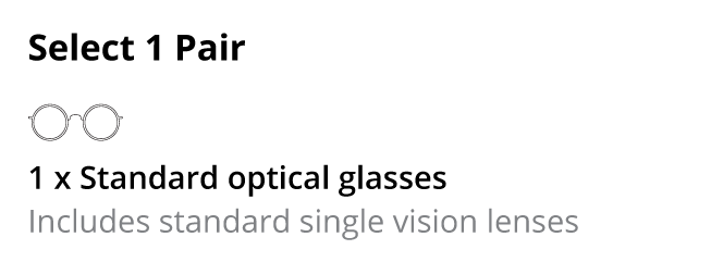 1 pair Standard Glasses from $169