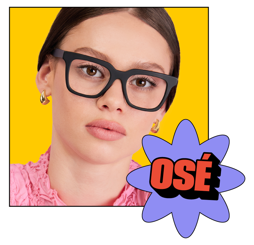 Female wearing Oscar Wylee Evie glasses in the colour Clear Crystal