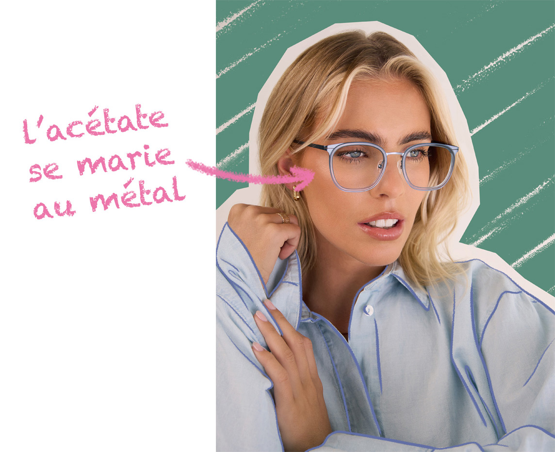 Female wearing Oscar Wylee Evie glasses in the colour Clear Crystal