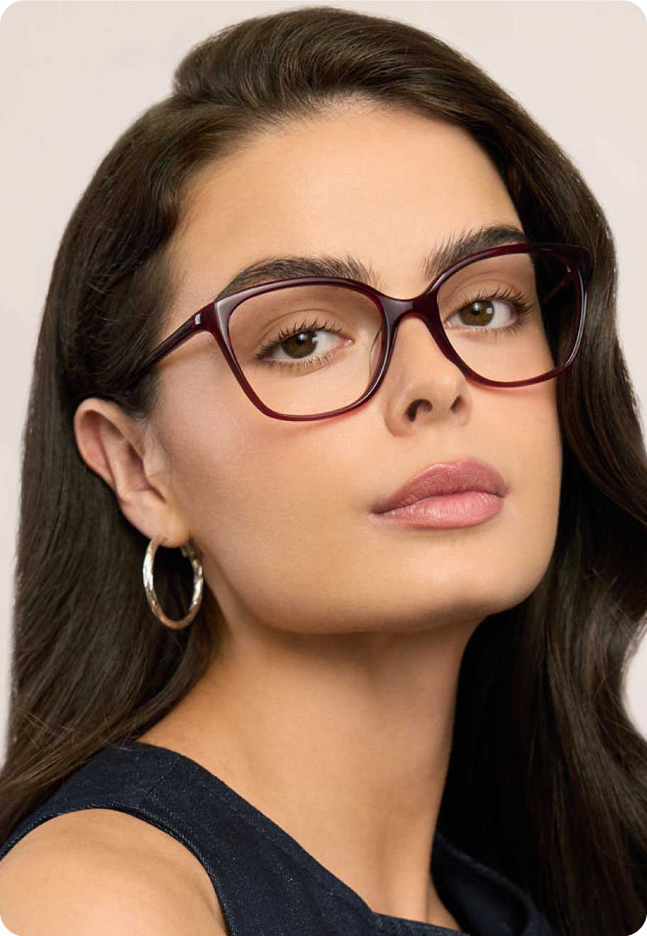 Lupita optical cat eye acetate glasses frame in Garnet.