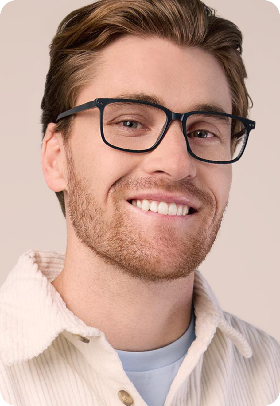 A model wearing Andrew in Bluestone.
