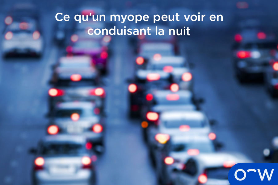 Ce qu'une personne myope peut voir pendant la conduite nocturne.