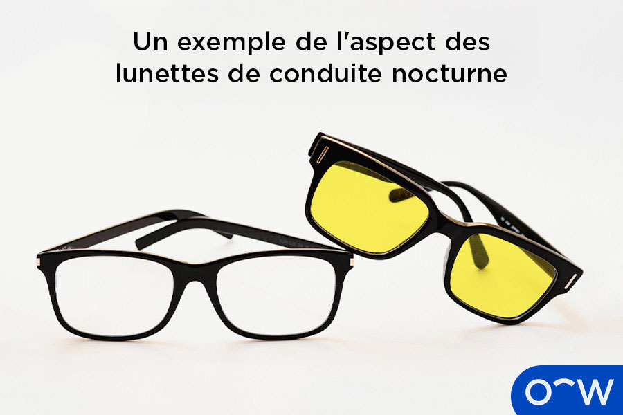 Un exemple de l'aspect des lunettes de conduite nocturne.