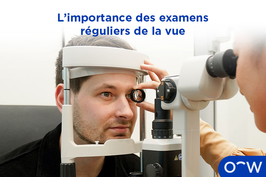 Un homme subissant un contrôle de son œil et de son iris durant un examen de la vue