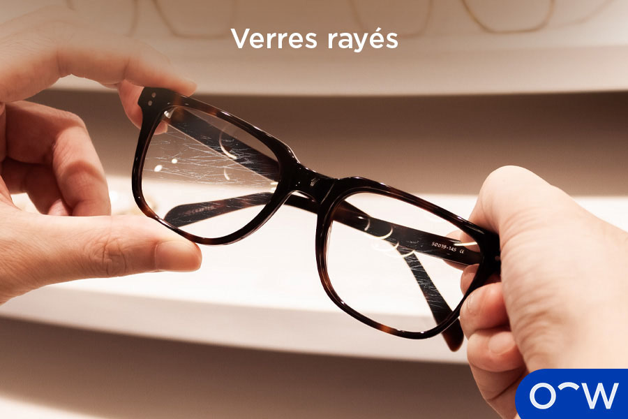Verres de lunettes rayés