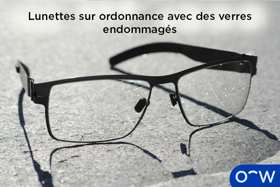 Des lunettes sur ordonnance avec des verres endommagés