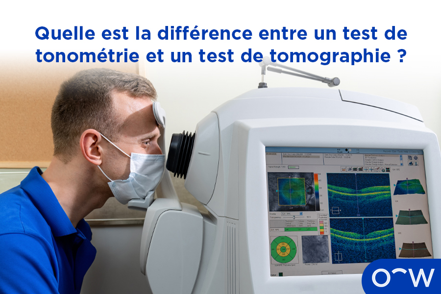 Une personne subissant une tomographie par cohérence optique.