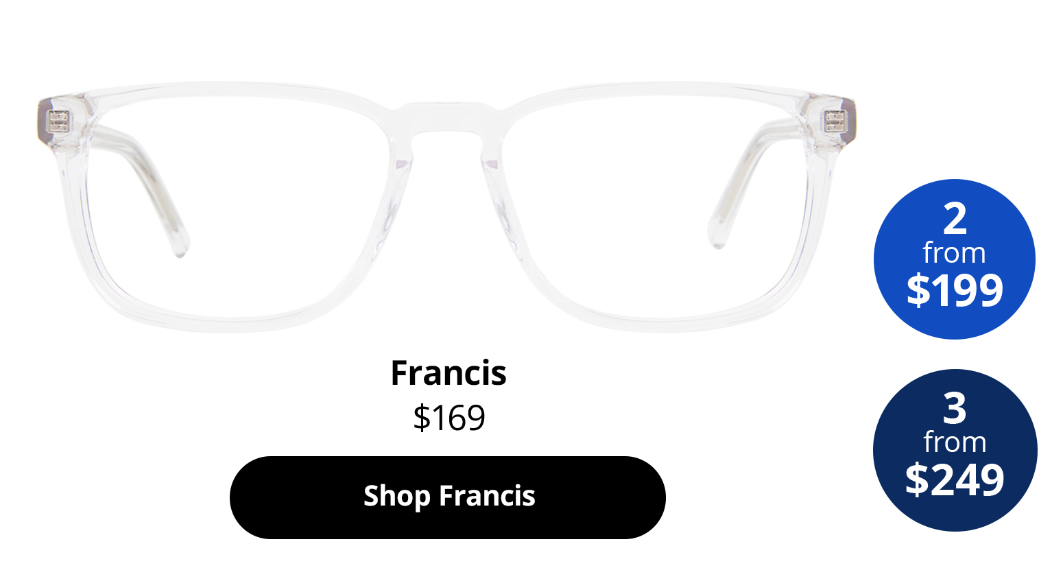 Francis optical glasses in Clear Crystal