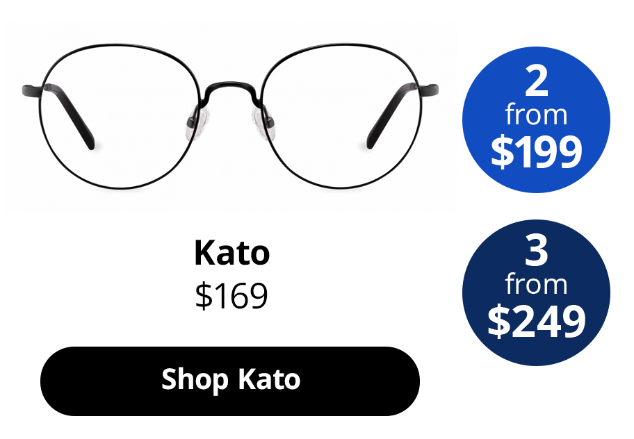 Kato optical glasses in Brushed Obsidian
