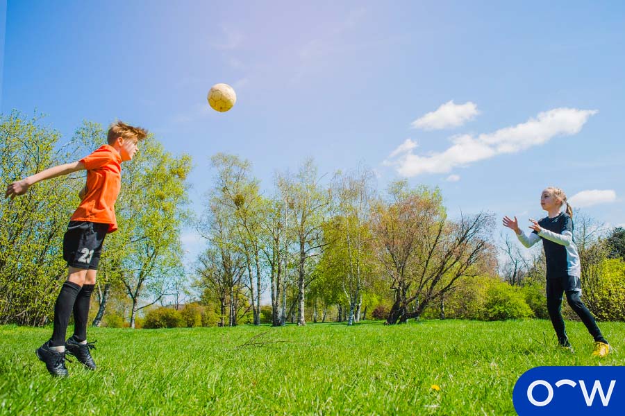 Two people playing catch