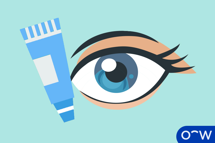 Hold the ointment tube near your eye