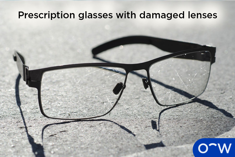 Prescription glasses with damaged lenses