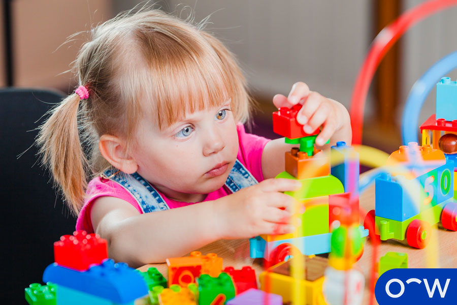 A child playing with blocks
