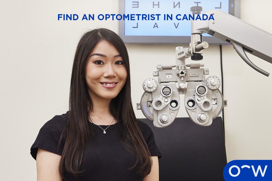 An optometrist eye test in Canada