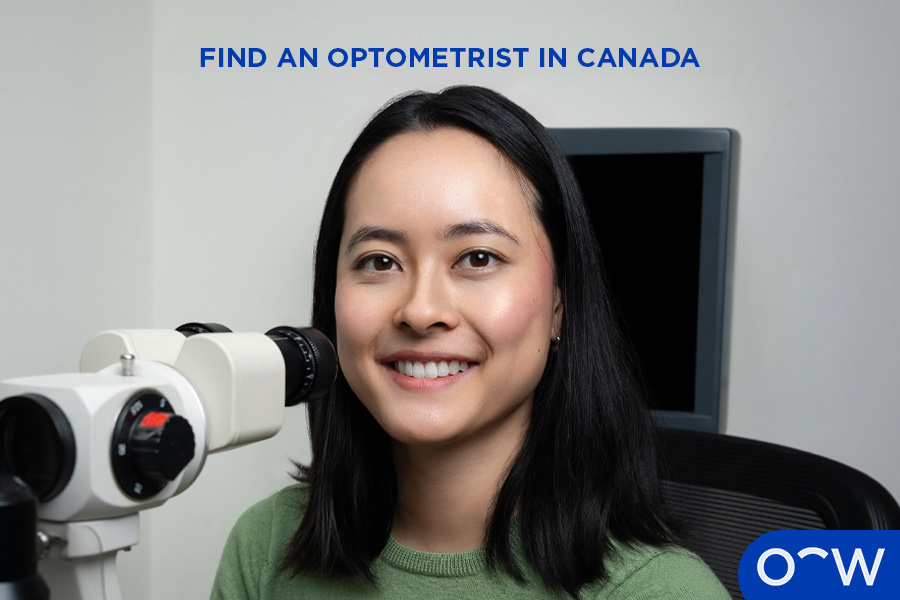 An optometrist eye test in Canada