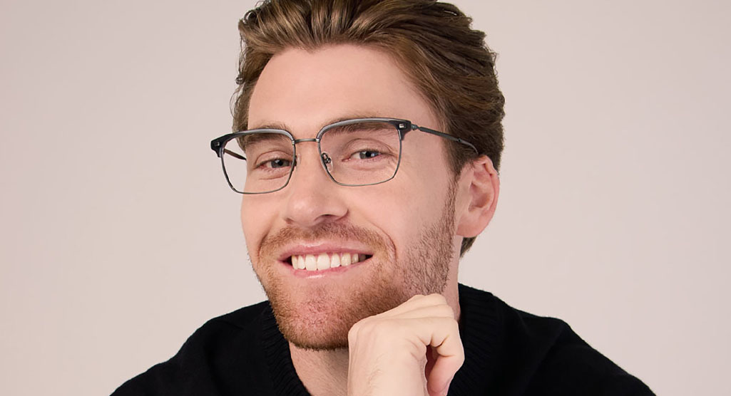 Male Wearing Oscar Wylee Canada Titanium Glasses